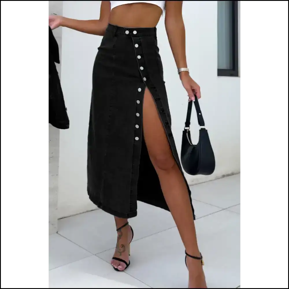 Black Button Fly Skirt: Strut your Stuff! 🖤 Needful Things - Skirts