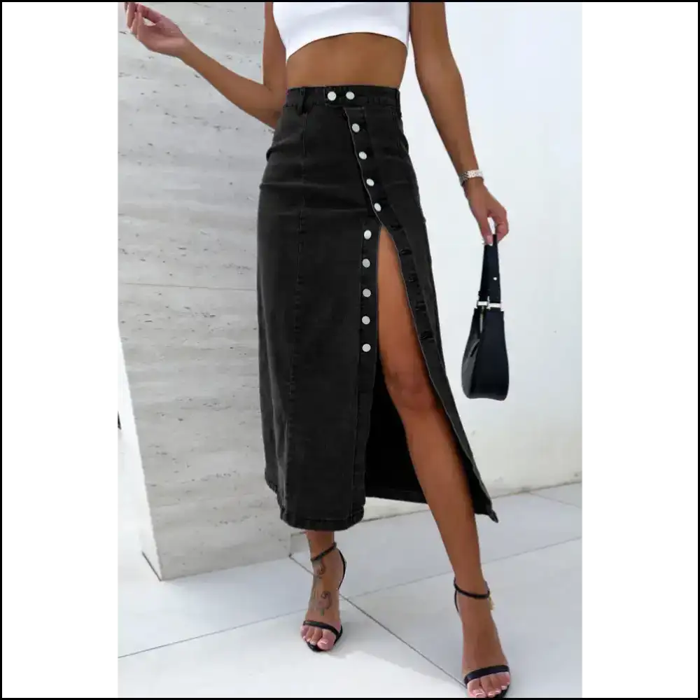 Black Button Fly Skirt: Strut your Stuff! 🖤 Needful Things - s - Skirts