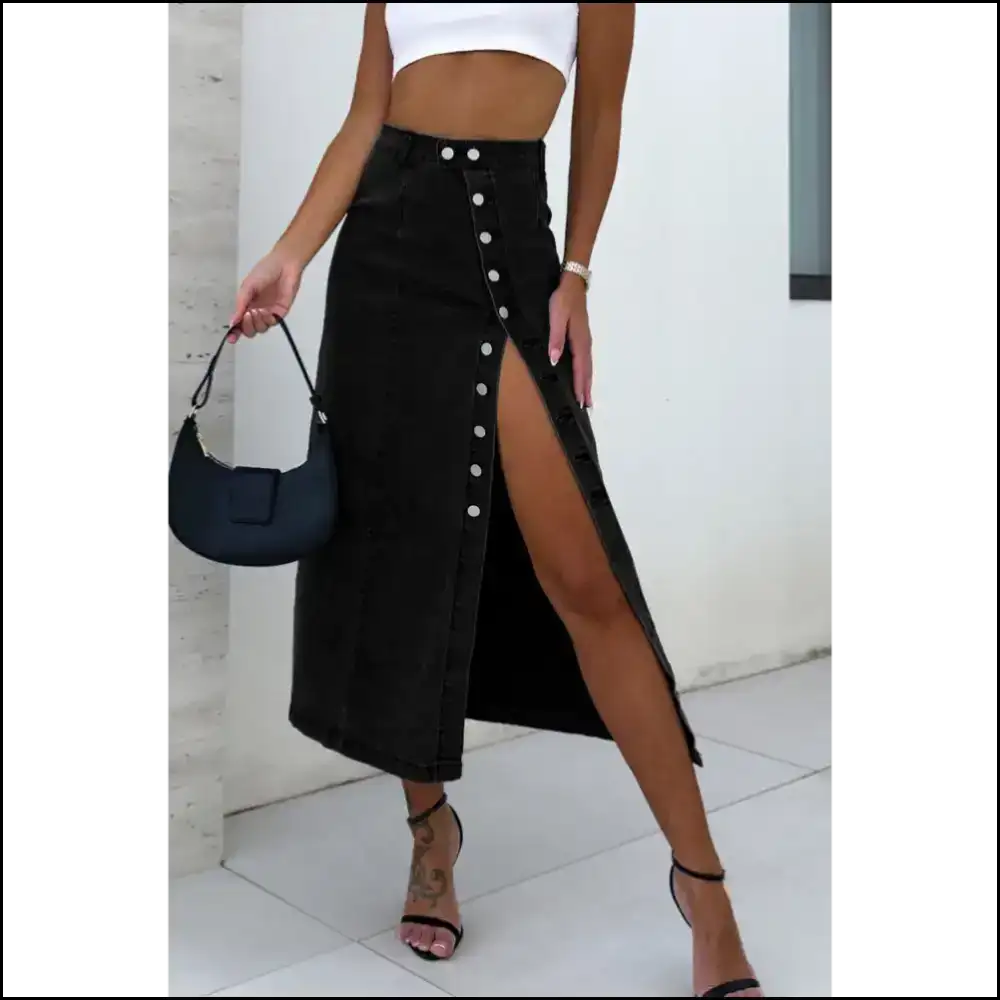 Black Button Fly Skirt: Strut your Stuff! 🖤 Needful Things - Skirts