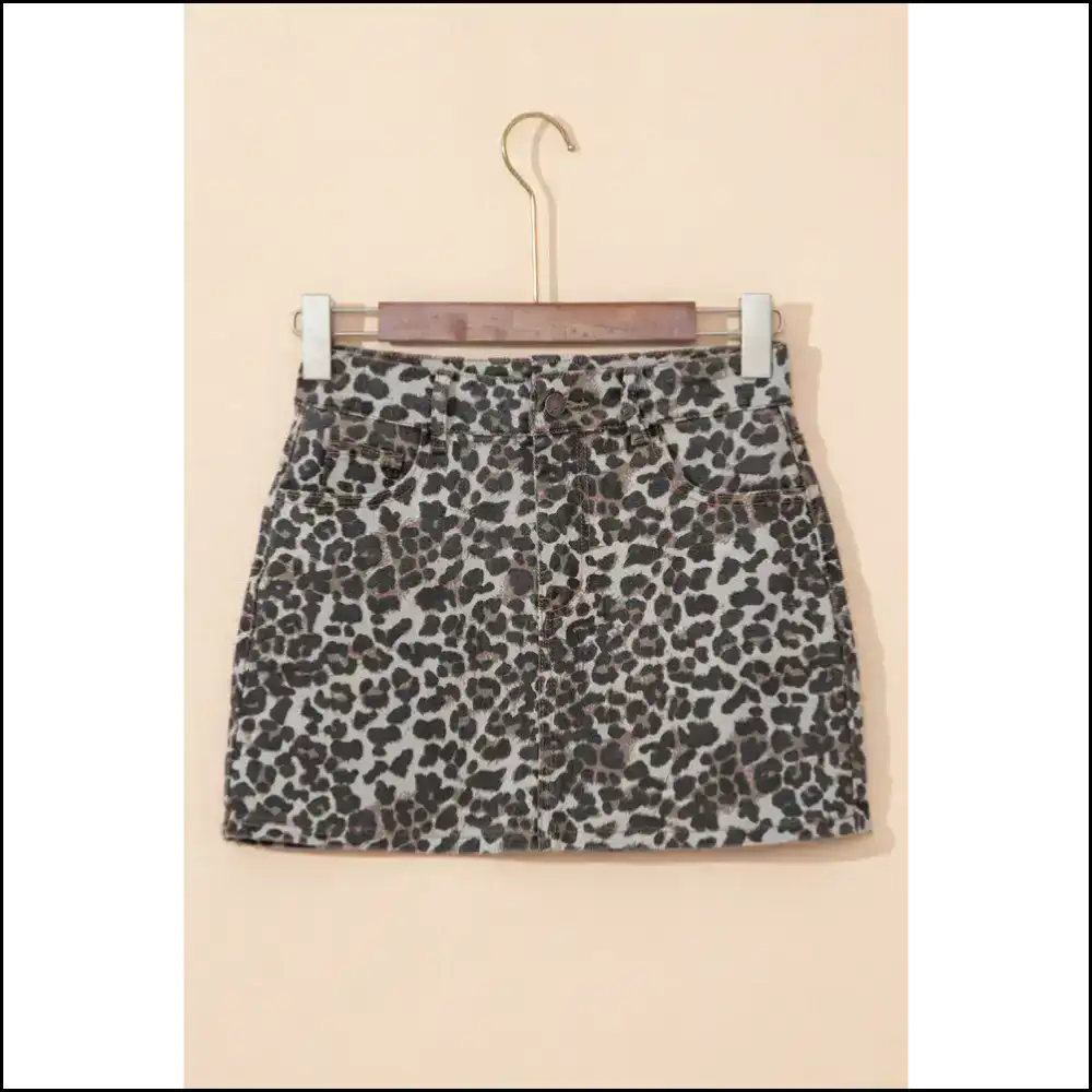 Khaki Gone Wild: Needful Things Leopard Print Denim Mini 🐆 Skirts