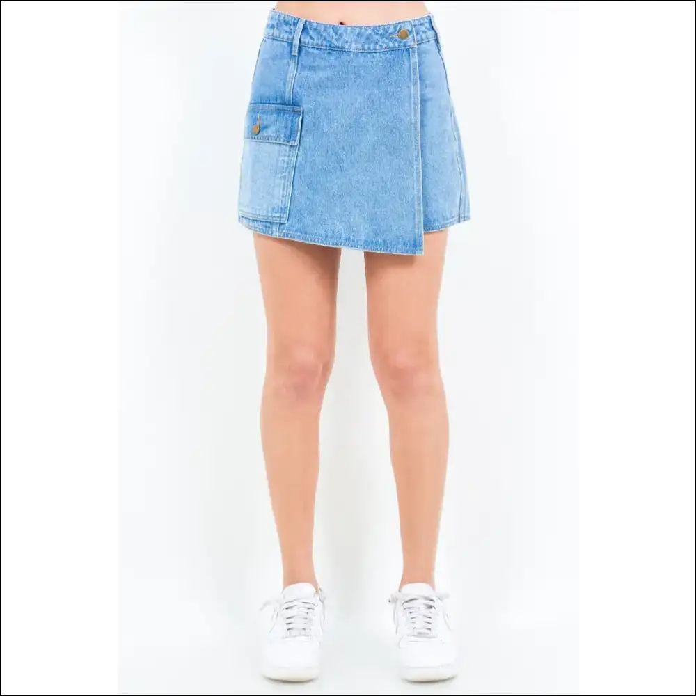 American Bazi Cargo Pocket Denim Skort - Blue / s - Skorts