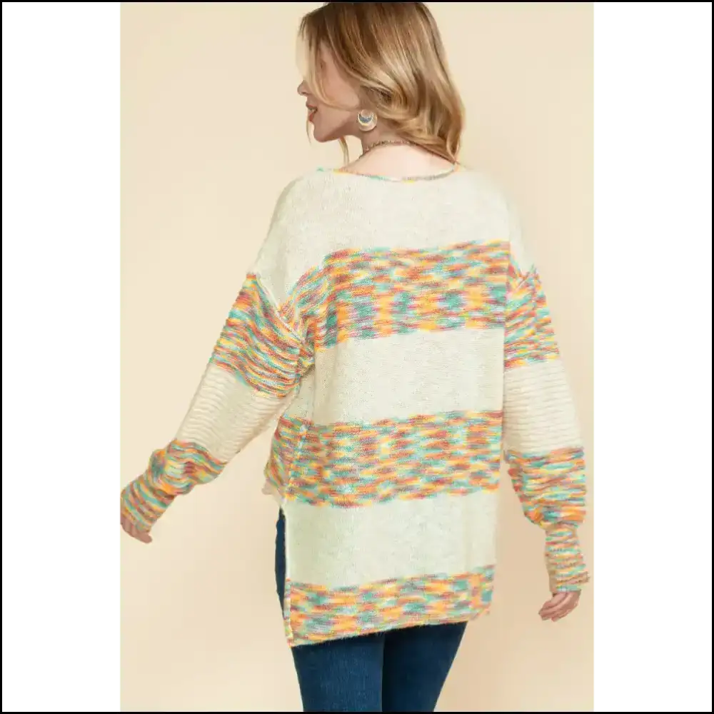 Chic Multicolor Drop Shoulder Sweater: Finally Fashion! π Needful Things - Sweaters