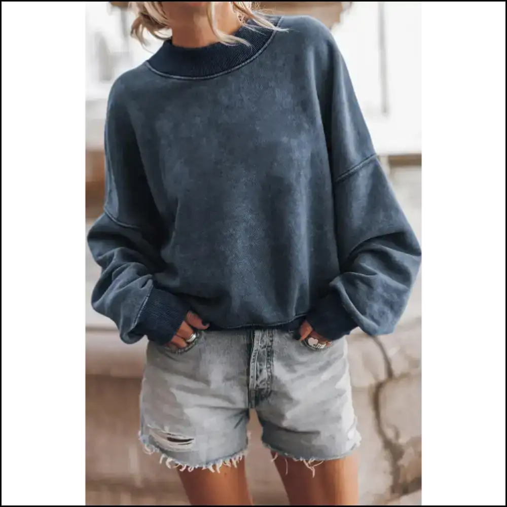 Blue Drop Shoulder Chic: so Comfy Youll Never Leave. π - Sky / s - Sweatshirts & Hoodies