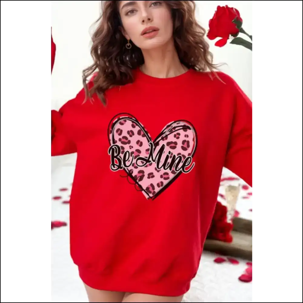 Be Mine Heart Long Sleeve Sweatshirt - Sweatshirts & Hoodies