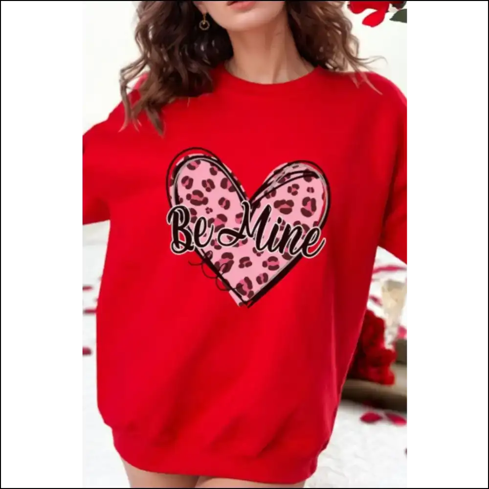 Be Mine Heart Long Sleeve Sweatshirt - Red / m - Sweatshirts & Hoodies