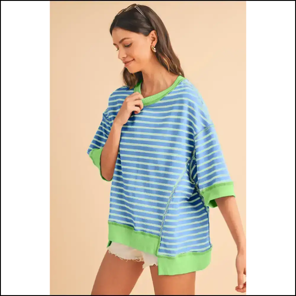 Sky Blue Stripe Tee: Fashionably Late & Still Fabulous π Needful Things - t Shirts