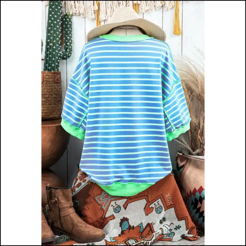 Sky Blue Stripe Tee: Fashionably Late & Still Fabulous π Needful Things - t Shirts