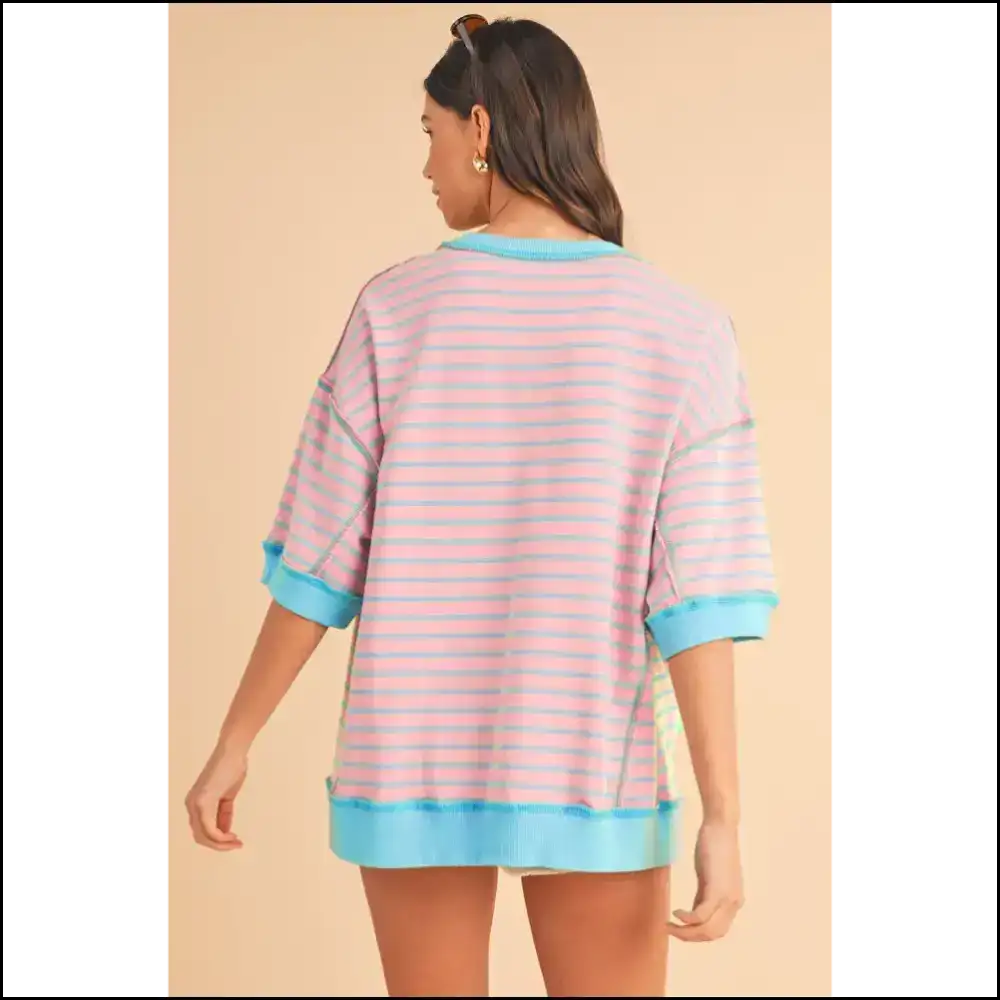 Sky Blue Stripe Tee: Fashionably Late & Still Fabulous π Needful Things - t Shirts