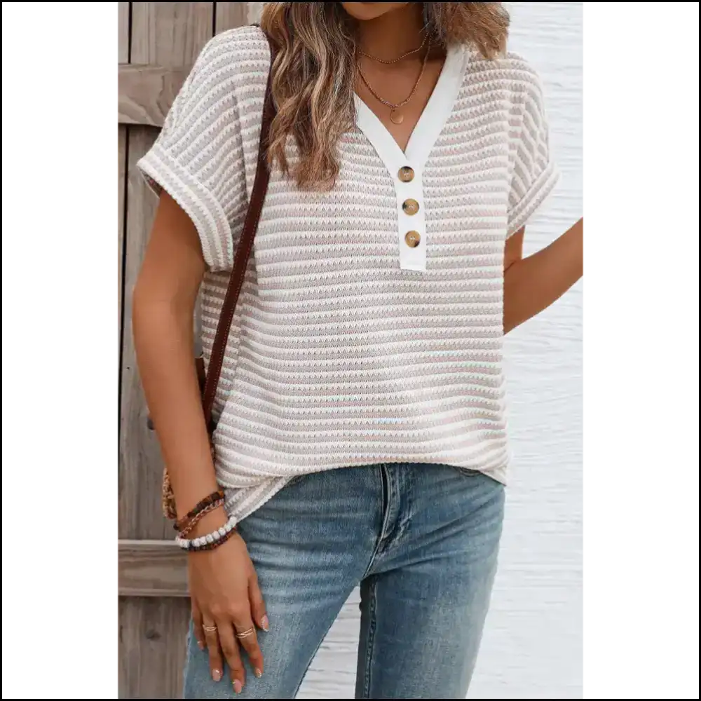 Khaki Striped Chic t Shirt: Finally Fashion that Understands my Existential Dread ๐ / s Shirts