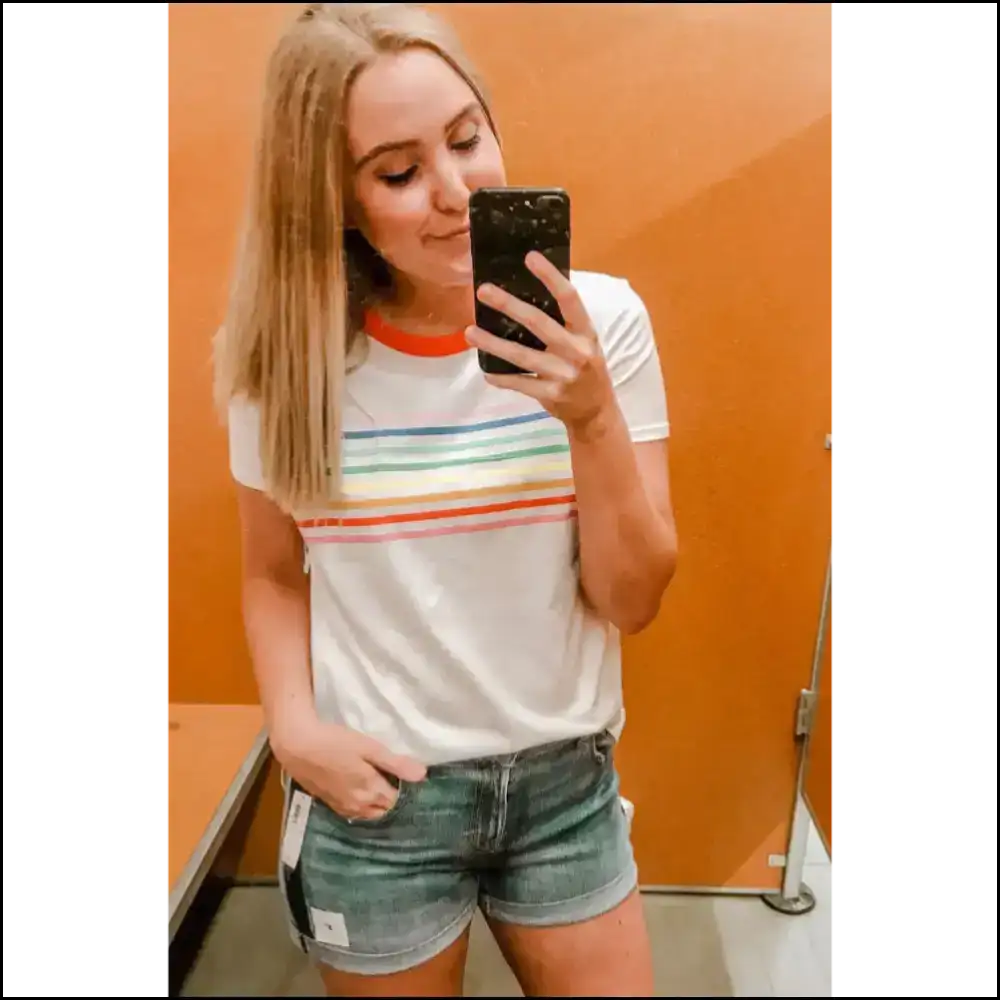 Needful Things: White Rainbow Stripe Tee π - t Shirts