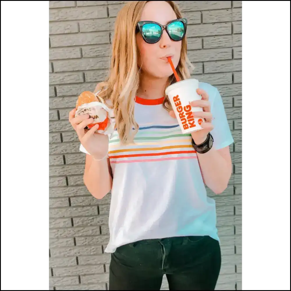 Needful Things: White Rainbow Stripe Tee π - t Shirts