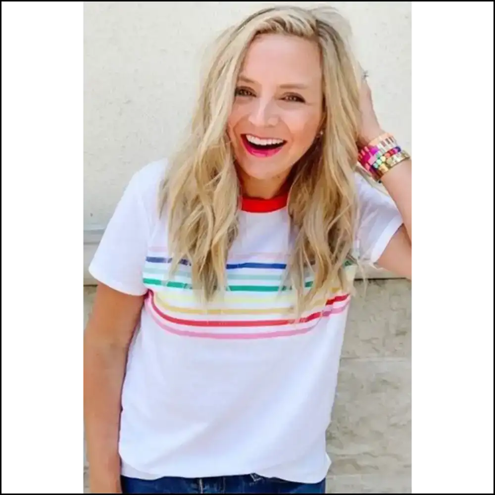 Needful Things: White Rainbow Stripe Tee π - t Shirts
