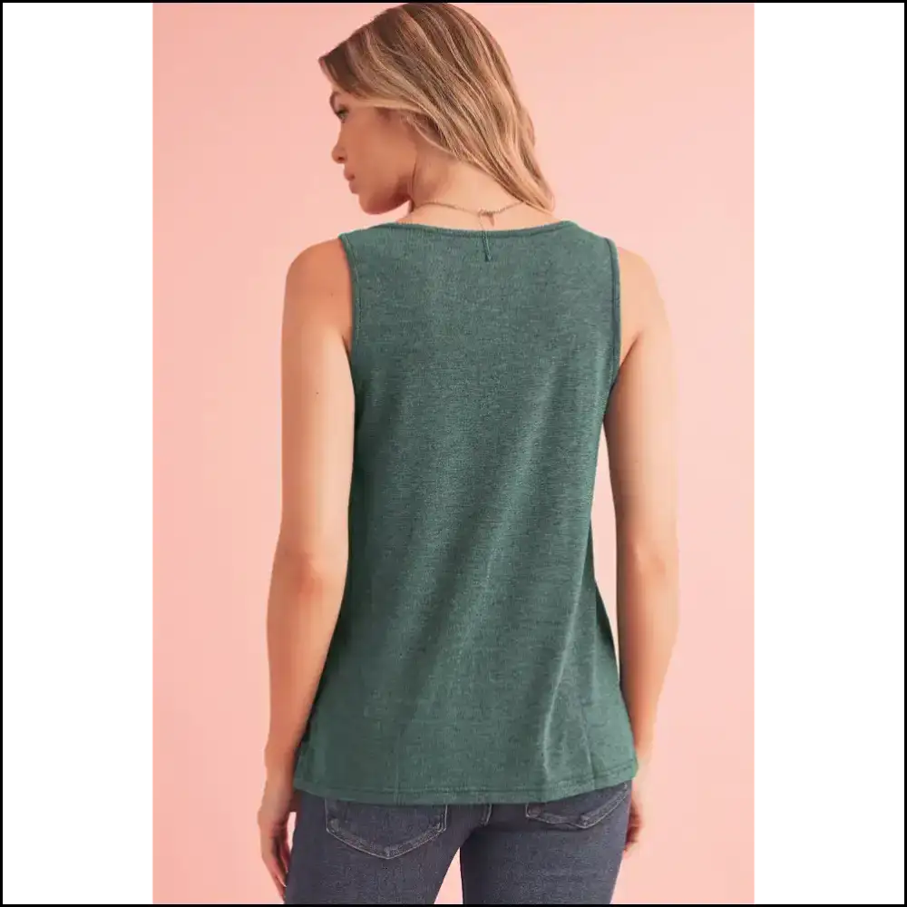 Mist Green Pleated v Neck Tank Top: Fabulous! 🤣 Needful Things - Tops