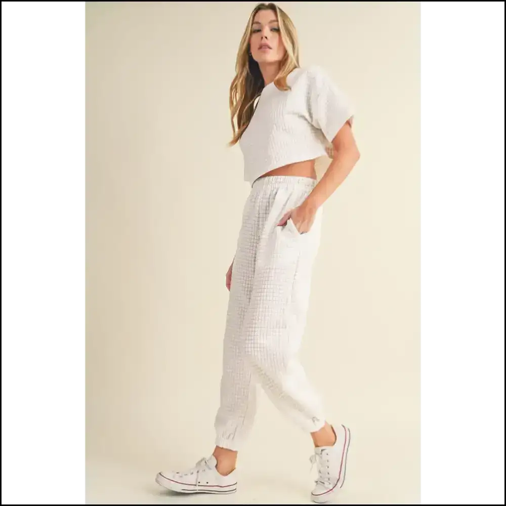 White Lattice Cropped Tee Set: so Comfy It’s Criminal 💀 Needful Things Two Piece Pants Sets