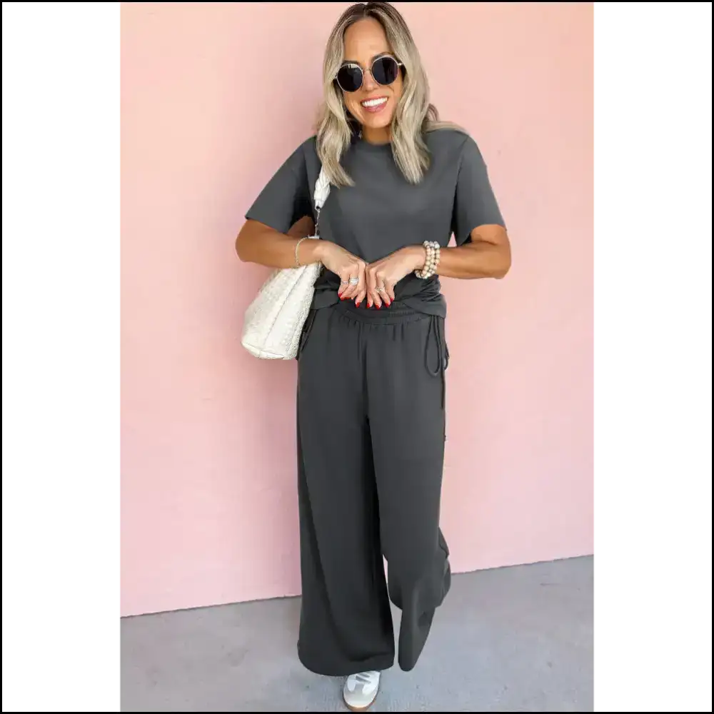 Chic Dark Grey Crewneck: Pants so Comfy Youll Never Leave π Needful Things Two Piece Sets