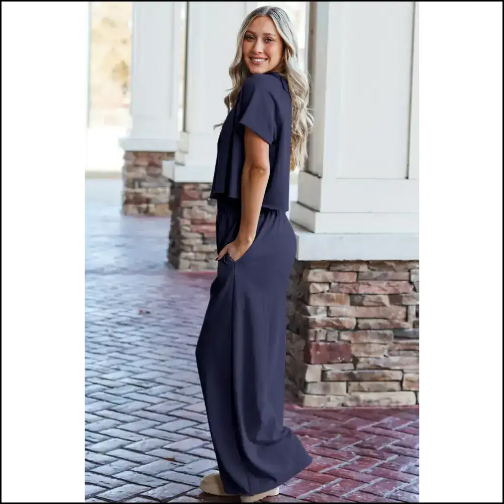 Navy Blue Raw Hem Pants Set: so Comfy Itβs Almost Illegal ππ Sea Green / s Two Piece Sets