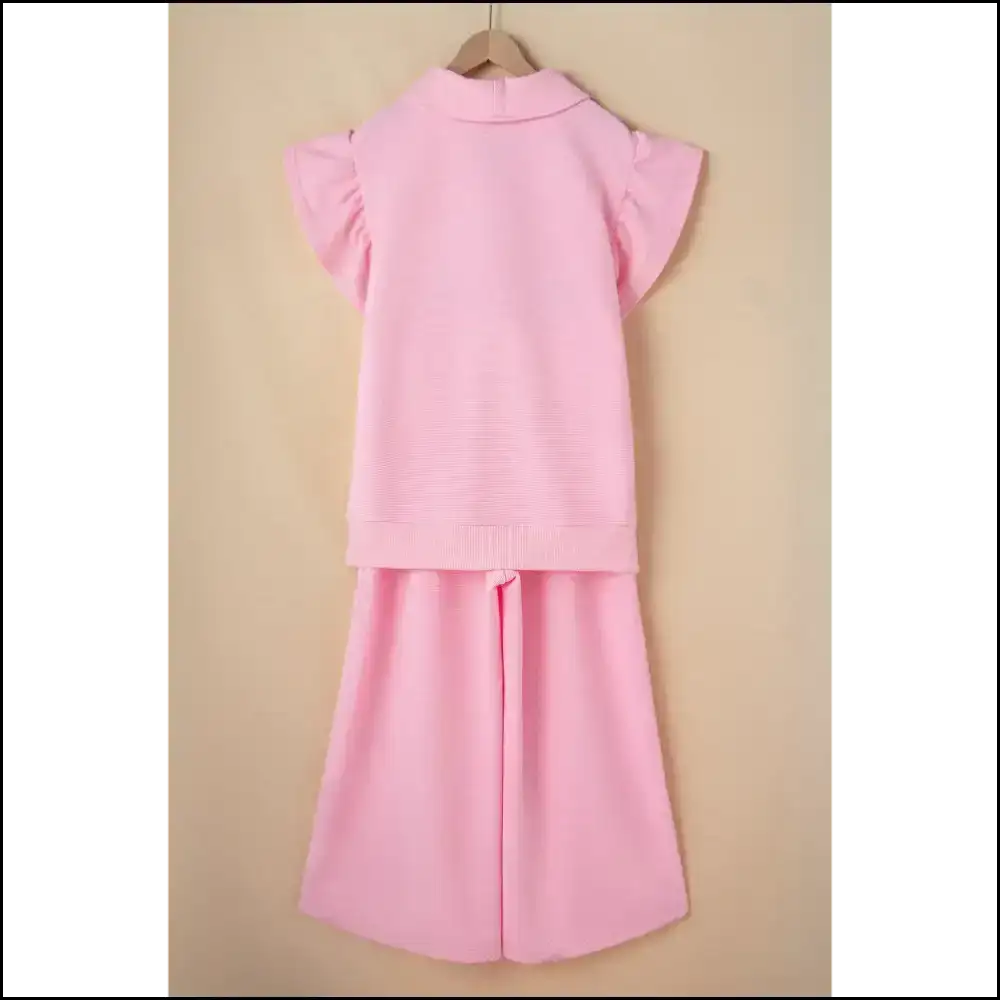 Ruffle Sleeve Zipped Pants Set: Wide Leg Good! π Needful Things Two Piece Sets
