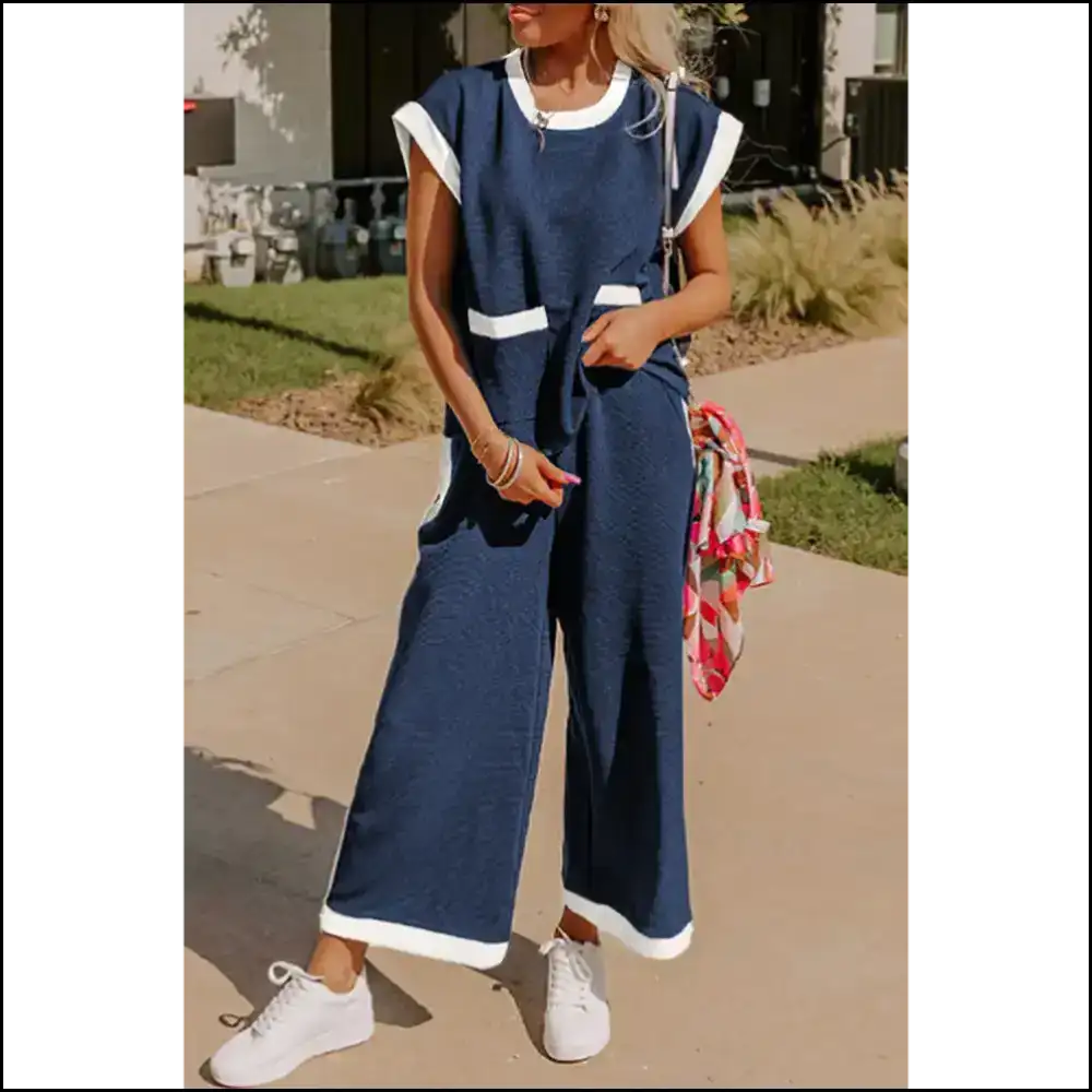 Needful Things: Wide Leg Pants Set? Comfy Chic! ππ Navy Blue / s Two Piece Sets