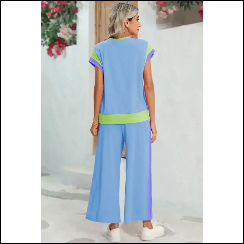 Sky Blue Colorblock Pants Set: Dangerously Comfy π Needful Things Strawberry Pink / s Two Piece Sets