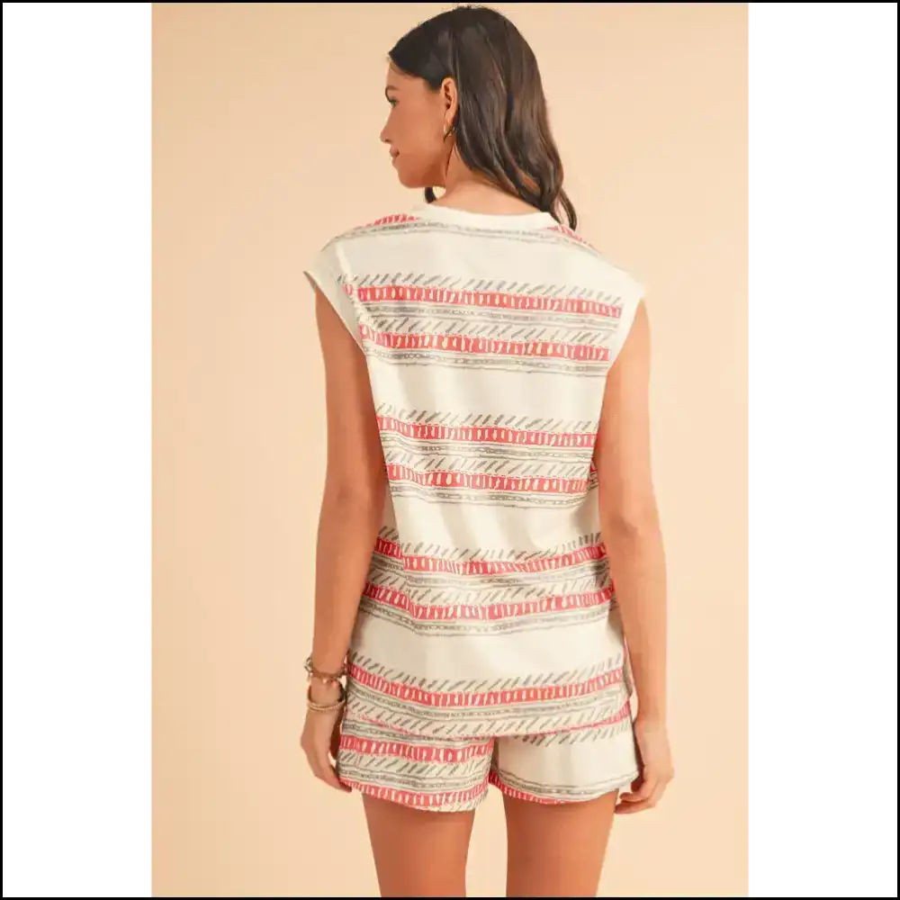 Chic Beige Striped Shorts Set: Basically Pajamas but Fashionable ๐ Two Piece Sets