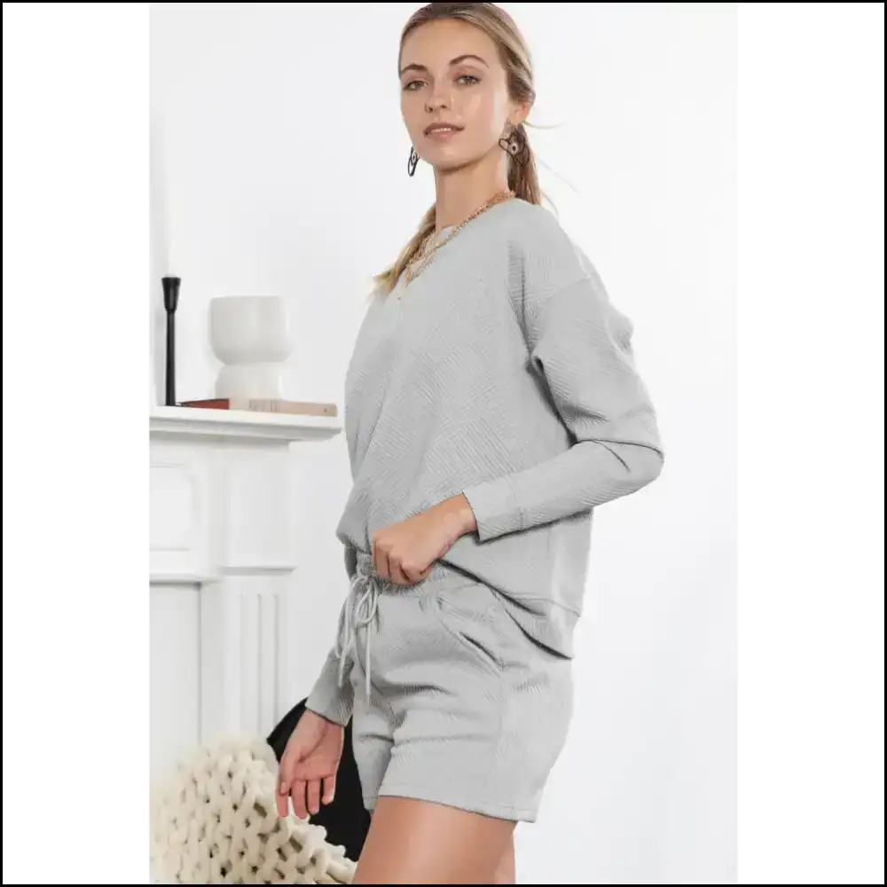 Chic Gray Textured: Netflix & Chill Outfit Black / s Two Piece Shorts Sets