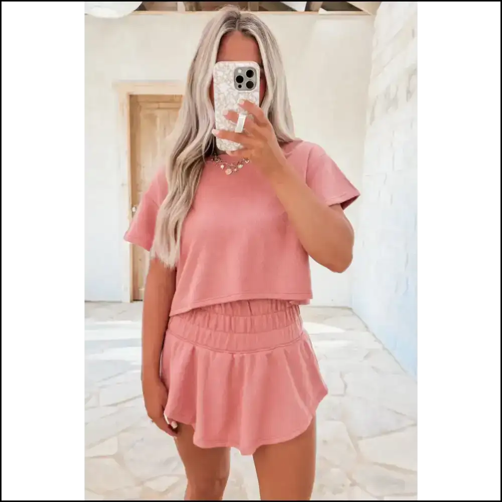 Blossom Cropped Tee Set: Needful Things Made Chic πΈπ Beige / s Two Piece Shorts Sets