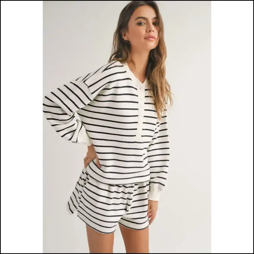 Striped Henley Pullover: Needful Things Gorgeous Set π€π€ - Two Piece Shorts Sets