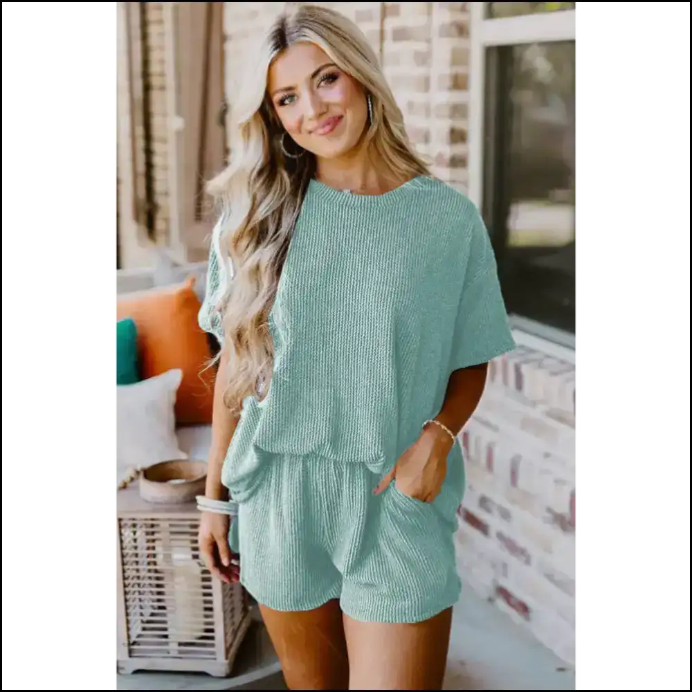 Iceland Blue Ribbed: so Comfy Youll Forget Pants π Needful Things Two Piece Shorts Sets