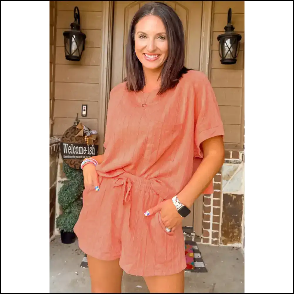 Pale Chestnut Textured: too Cute to Function 🌰 Needful Things - Two Piece Shorts Sets
