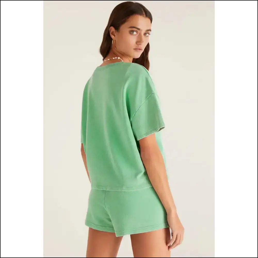 Chic Myosotis v Neck Tee & Patchwork Shorts Set Two Piece Sets