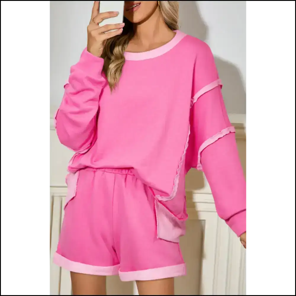 Sachet Pink Patchwork: so Comfy Youll Never Leave the Couch ๐ / s Two Piece Shorts Sets