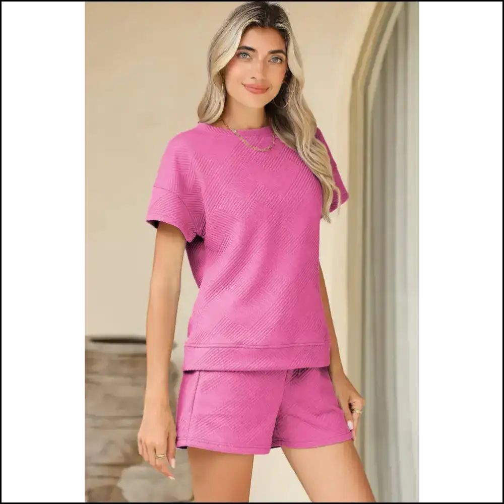 Strawberry Pink 2pcs Shorts Set: Prepare for Utter World Domination - Two Piece Sets