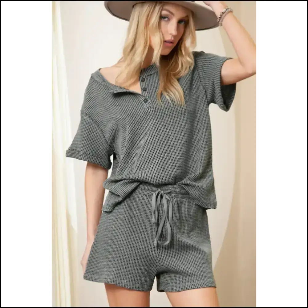 Laurel Green Wfle Knit: Needful Things’ Cozy Chic Set 😜 Two Piece Shorts Sets