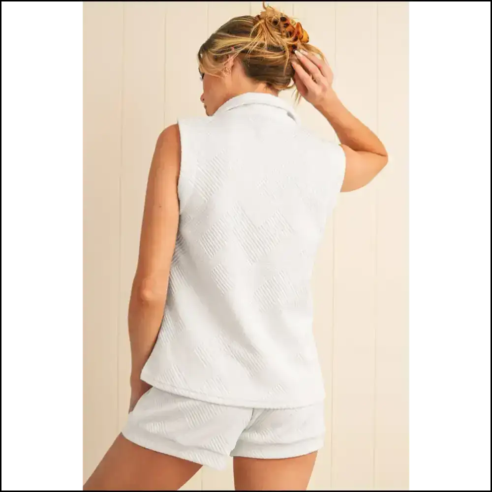 Chic White Textured Shorts Set: so Comfy It’s Practically Illegal! ?️ Needful Things Two Piece Sets