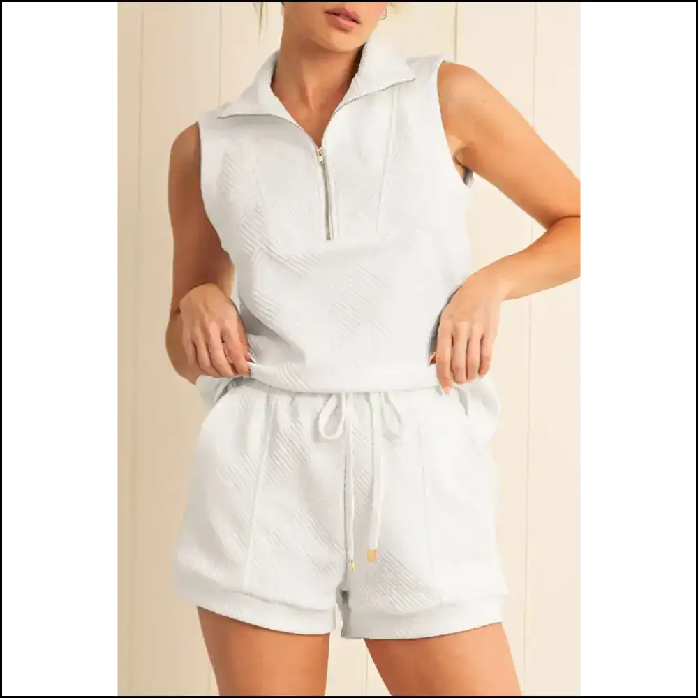 Chic White Textured Shorts Set: so Comfy It’s Practically Illegal! ?️ Needful Things / s Two Piece Sets