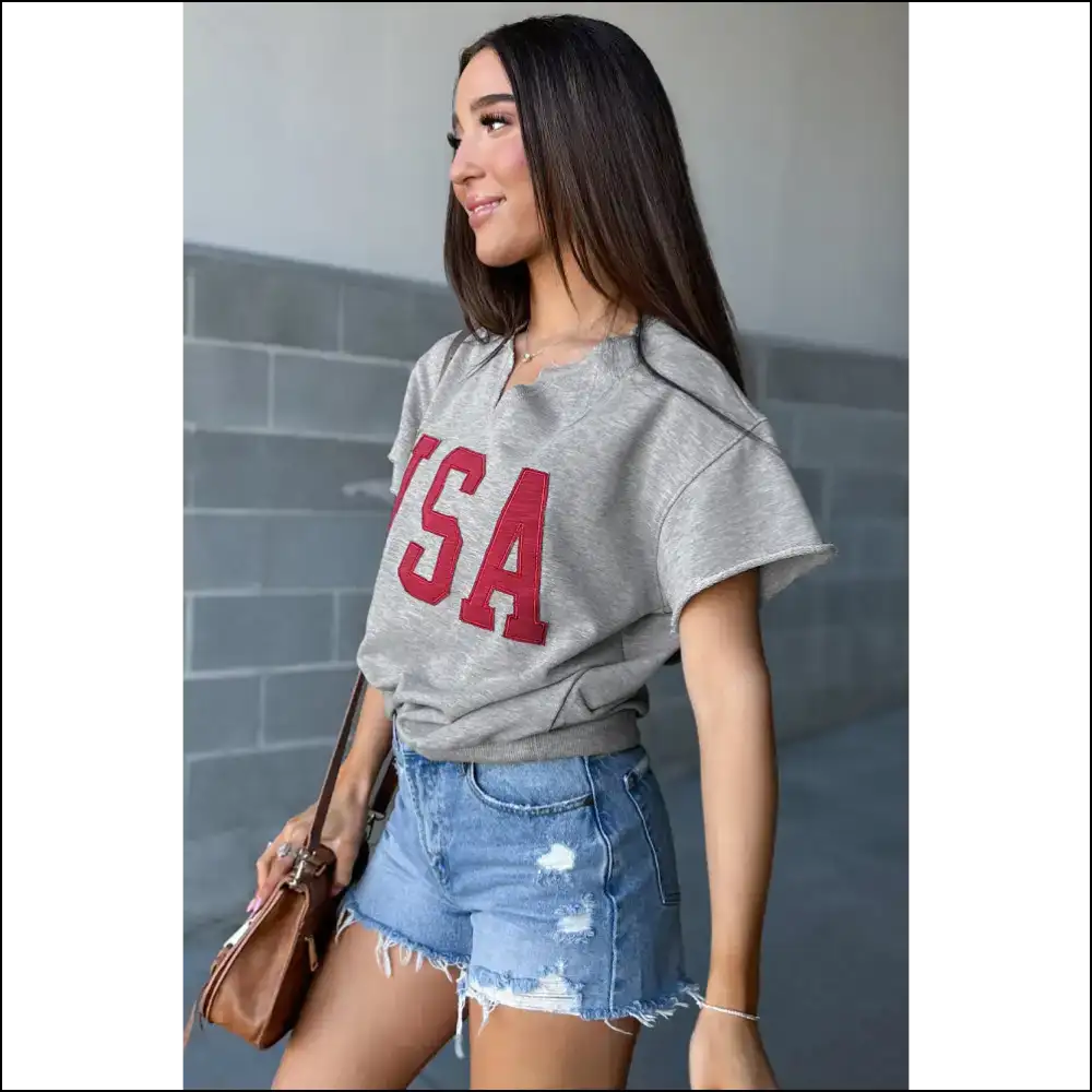 Needful Things: Usa Letter Patch Tee - Fashionably Late ๐ - t Shirts on Sale Worldwide Shipping