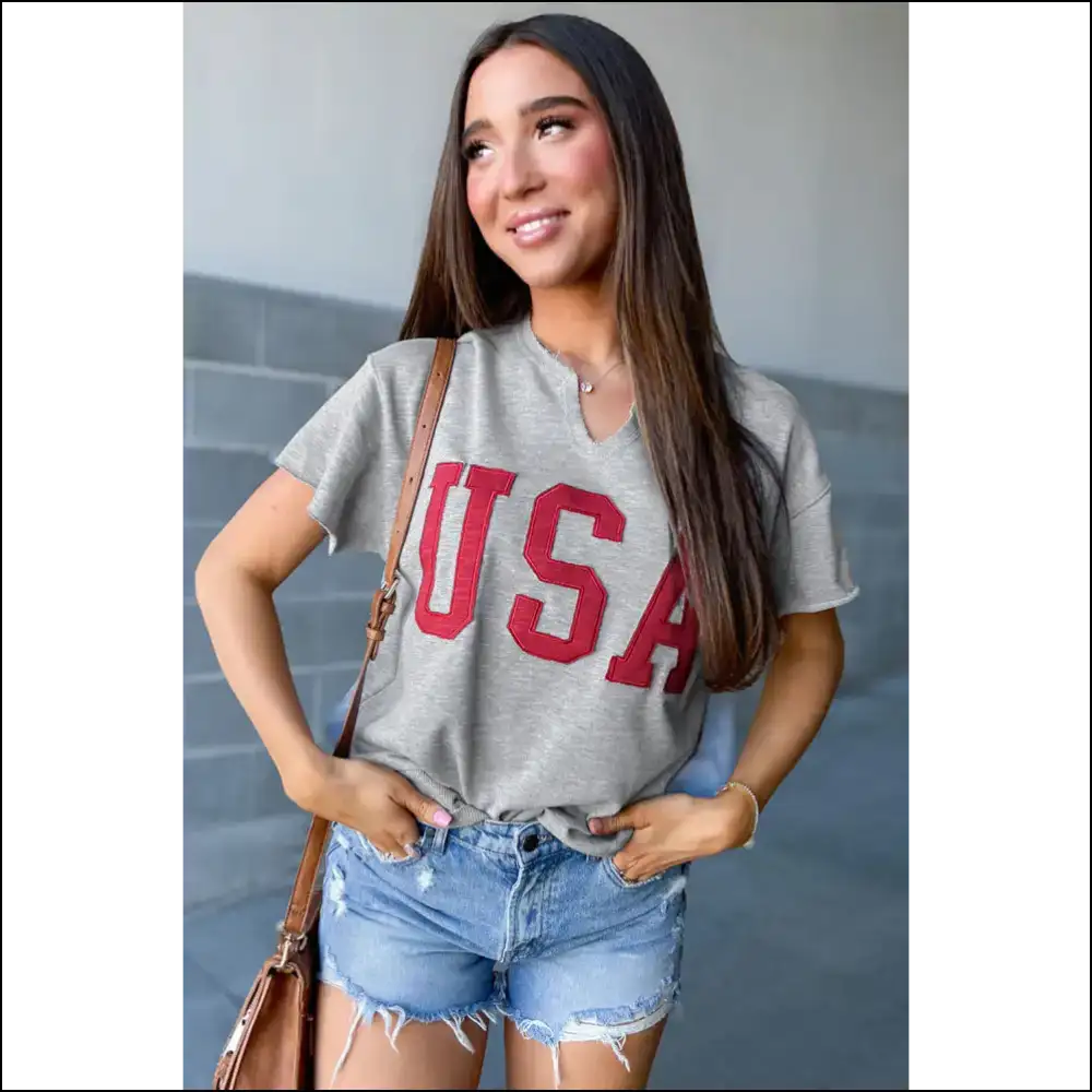 Needful Things: Usa Letter Patch Tee - Fashionably Late ๐ - t Shirts on Sale Worldwide Shipping