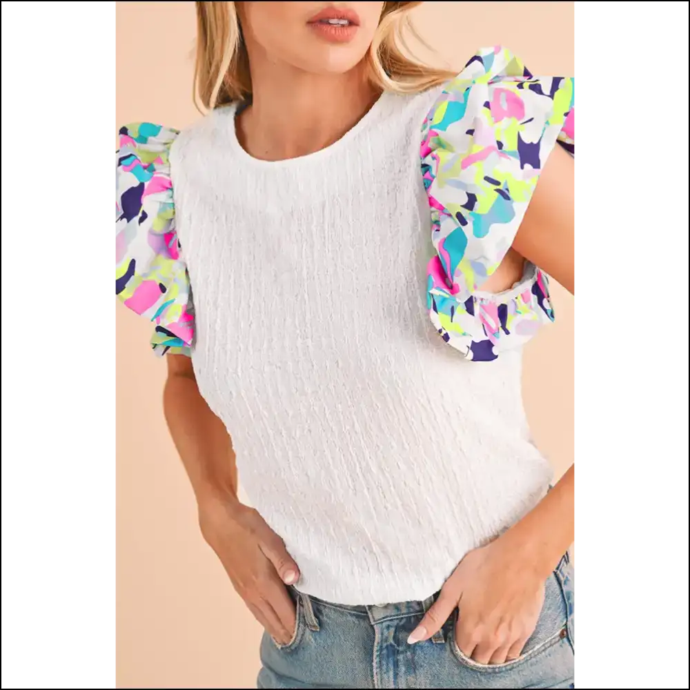 Abstract Puff Sleeve Top: so Chic Itโs Scary (good) - Needful Things ๐ - White / s - Blouses on Sale Worldwide Shipping