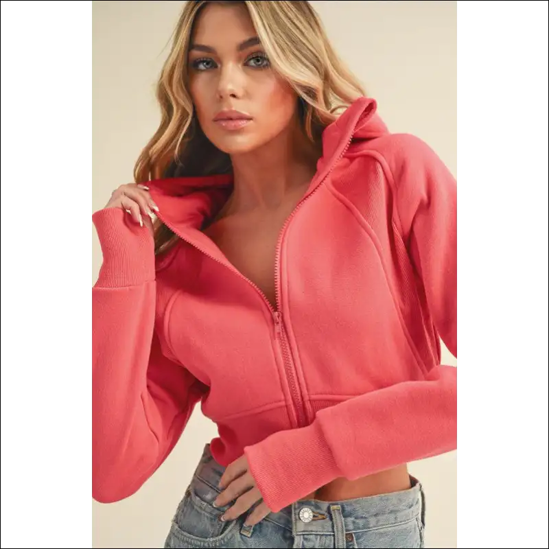 Aemi + co Stylish Zip Up Cropped Hoodie - Hoodies Sweatshirts & on Sale Worldwide Shipping