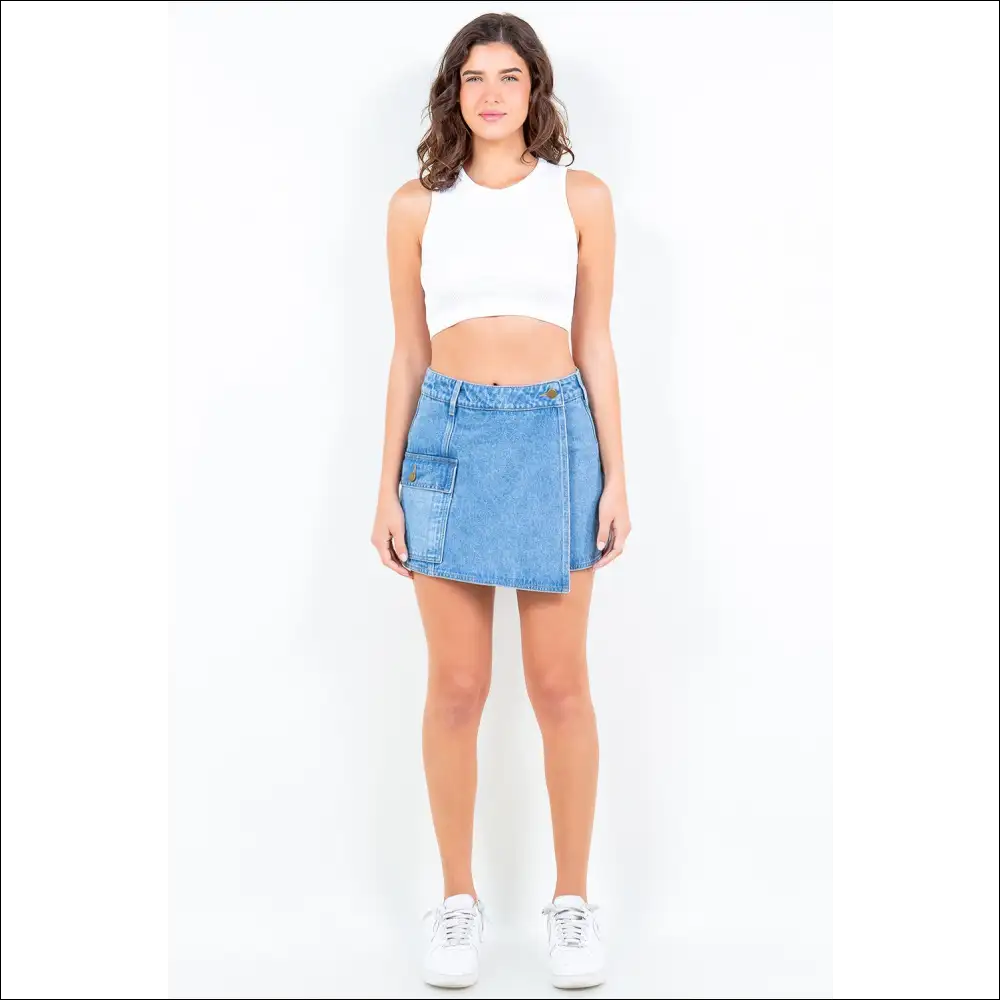 American Bazi Cargo Pocket Denim Skort - Skorts Shorts on Sale Worldwide Shipping