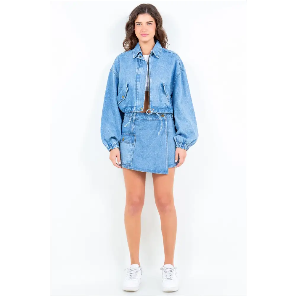 American Bazi Cargo Pocket Denim Skort - Skorts Shorts on Sale Worldwide Shipping
