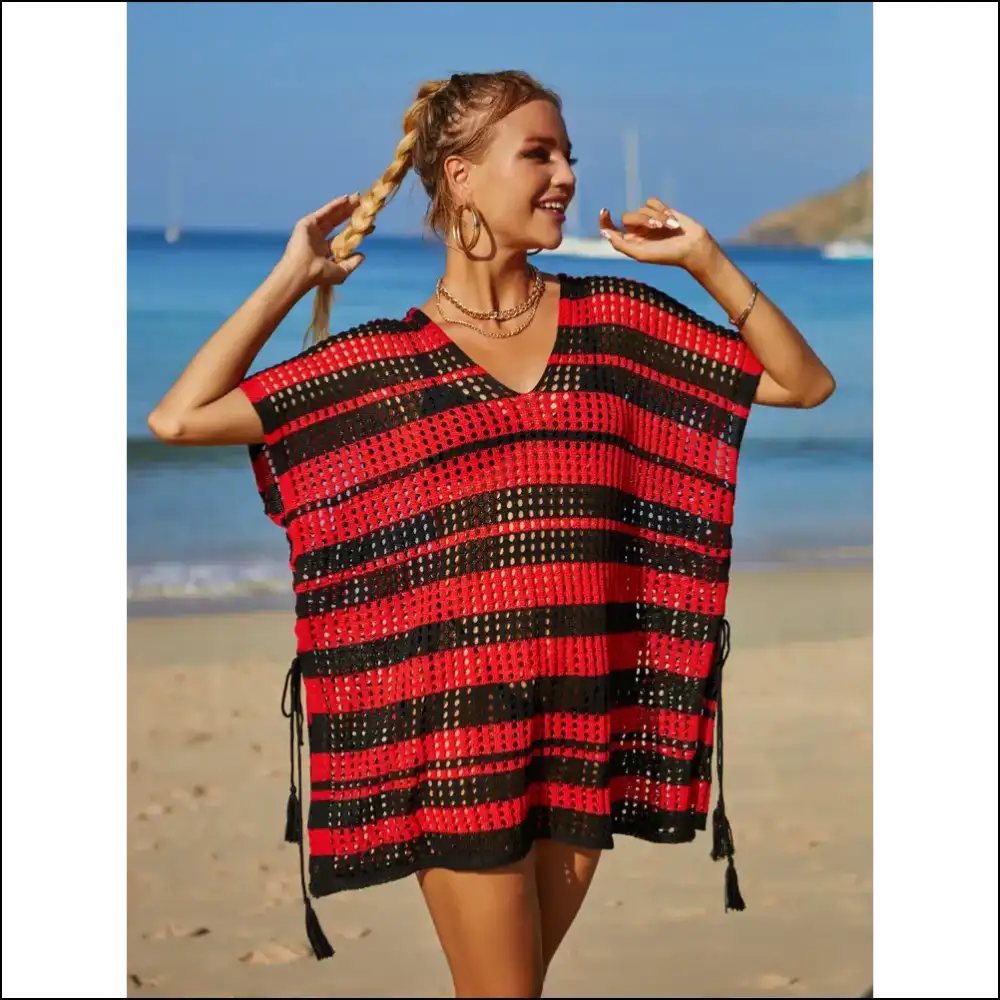Angel Wings Tassel V-neck Cover Up - Black / one Size - Cover-ups Swimwear on Sale Worldwide Shipping