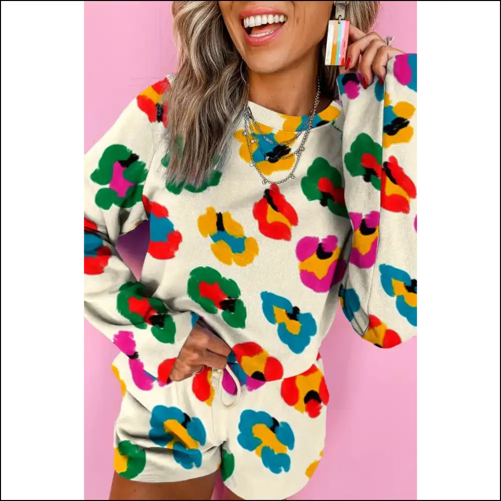 Apricot Abstract Flower Disaster (but Make it Fashion) Needful Things ๐ผ - s - Two Piece Shorts Sets on Sale Worldwide Shipping