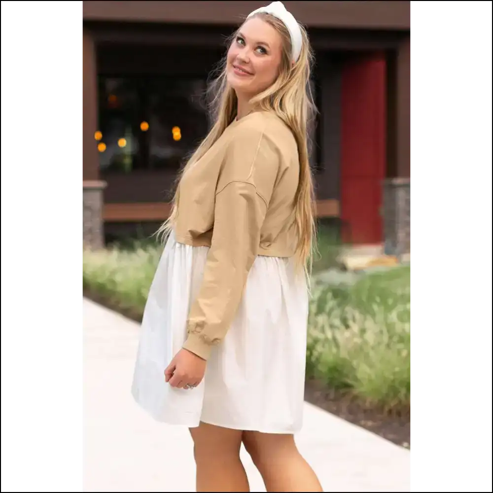 Apricot Color Block Mini Dress: Bye Boring Hello Bootylicious! π Needful Things - Plus Size Dresses on Sale Worldwide Shipping