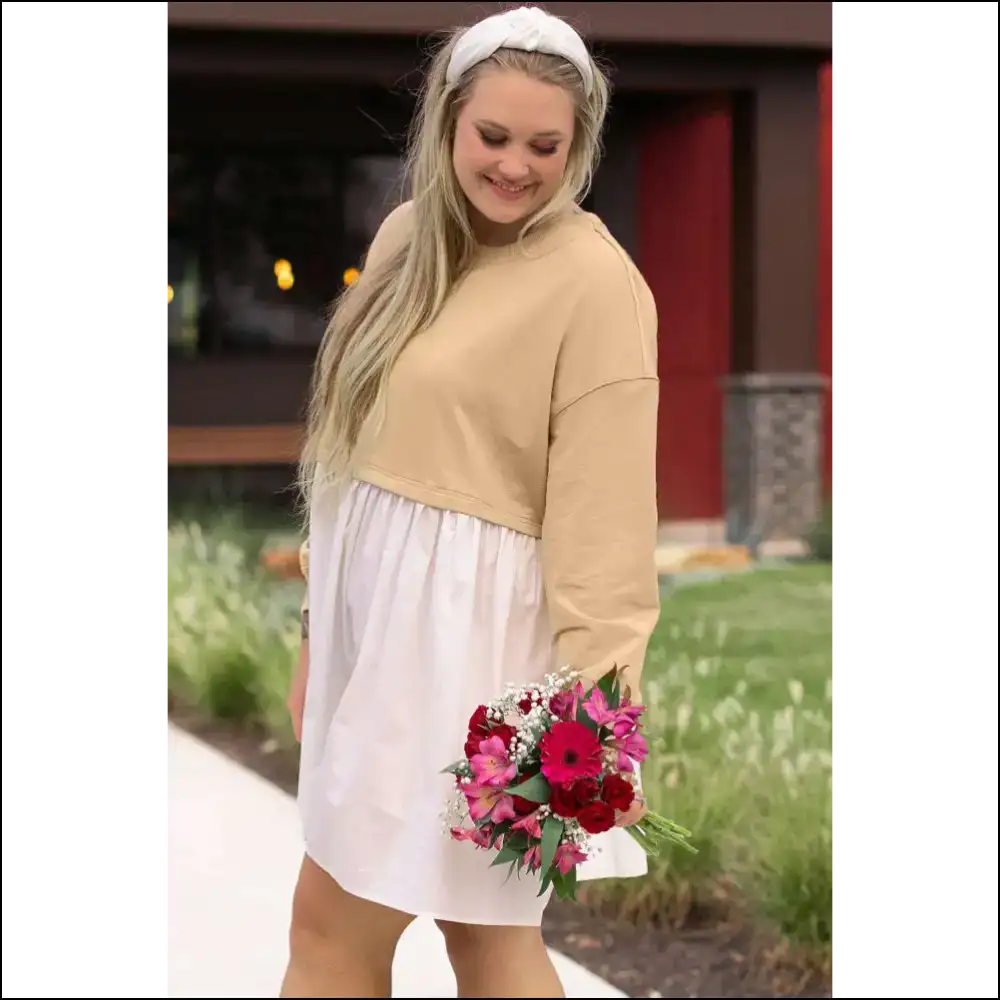 Apricot Color Block Mini Dress: Bye Boring Hello Bootylicious! π Needful Things - Plus Size Dresses on Sale Worldwide Shipping
