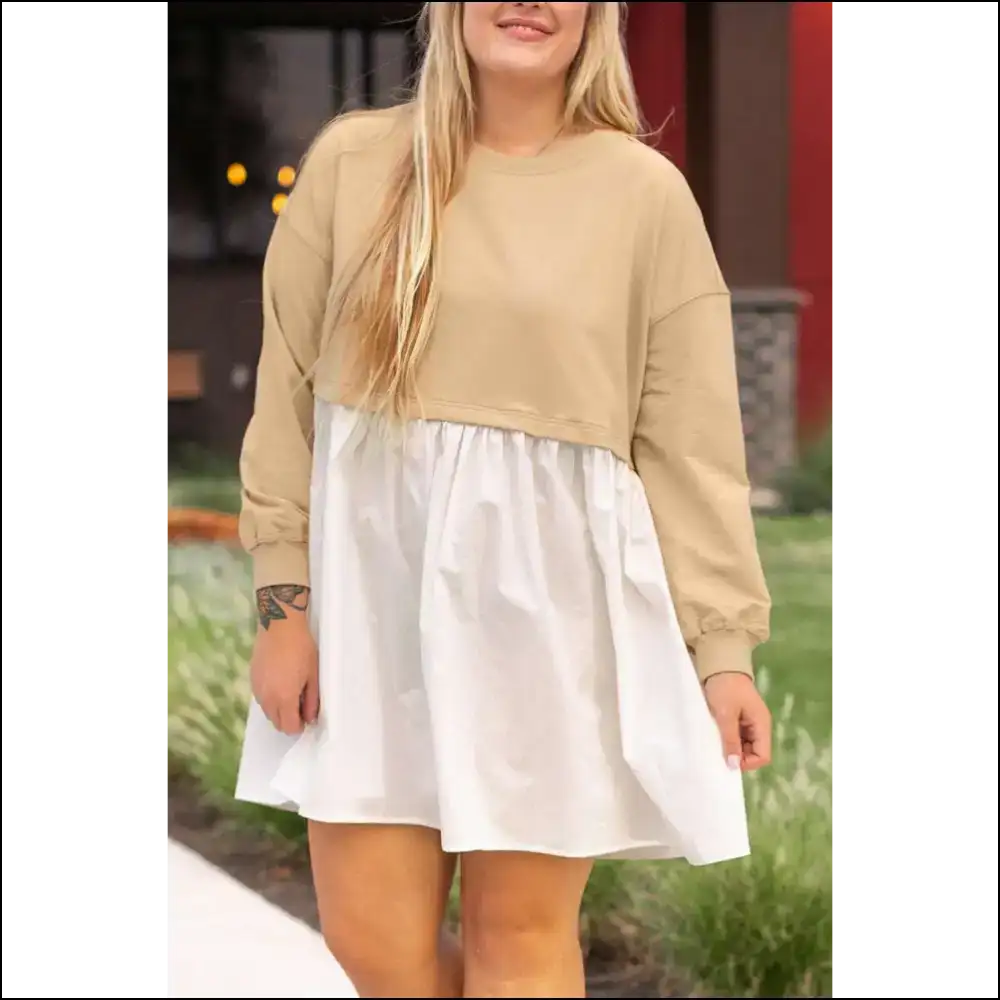 Apricot Color Block Mini Dress: Bye Boring Hello Bootylicious! π Needful Things - 1x - Plus Size Dresses on Sale Worldwide Shipping
