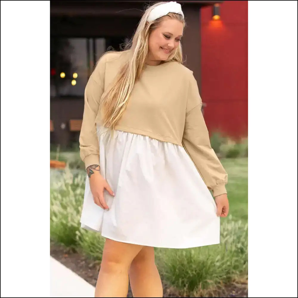 Apricot Color Block Mini Dress: Bye Boring Hello Bootylicious! π Needful Things - Plus Size Dresses on Sale Worldwide Shipping