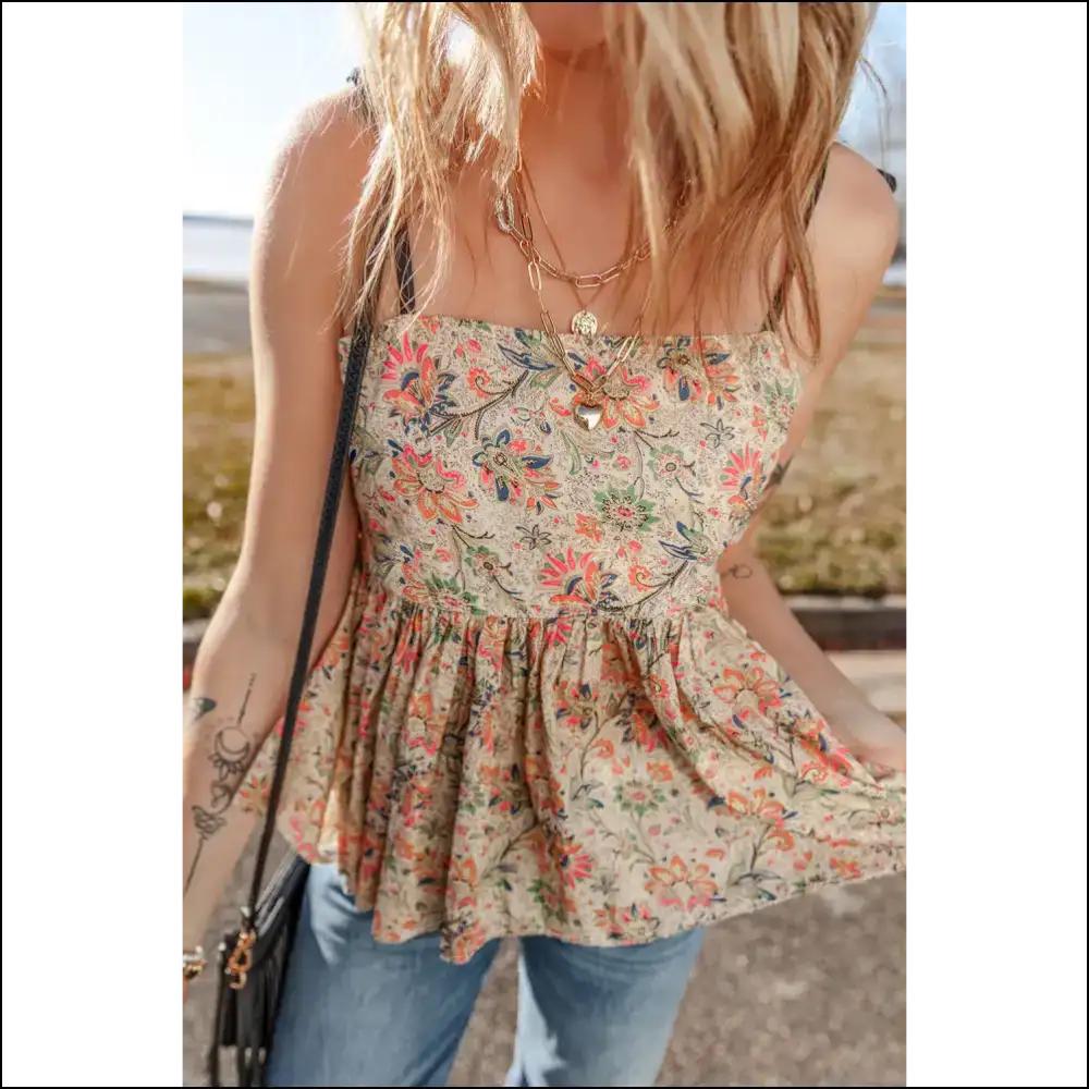 Apricot Floral Ruffle Cami: Needful Things’ Passport to Panty Dropping 🍑 - Camisoles Tank Tops on Sale Worldwide Shipping