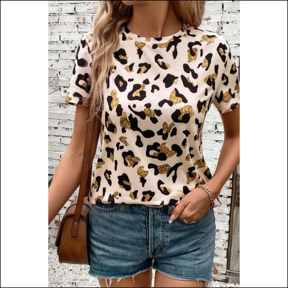 Apricot Leopard Print Tee: Needful Things Fierce 🔥 - t Shirts on Sale Worldwide Shipping