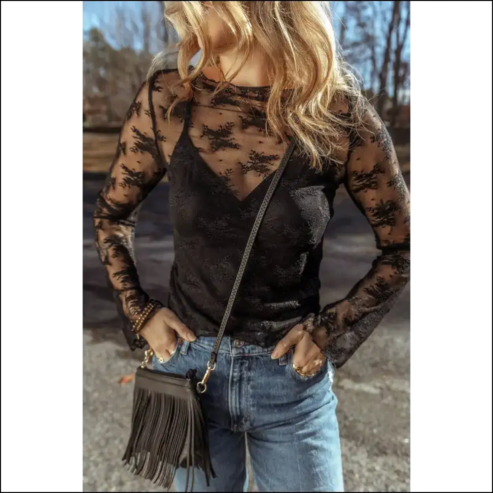 Apricot Mesh Crochet Blouse Unleash your Inner Goddess - Blouses on Sale Worldwide Shipping